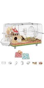 Amazon | ハムスター ケージ 大きい 60cm 透明 ルーミィ 仕切り 2階